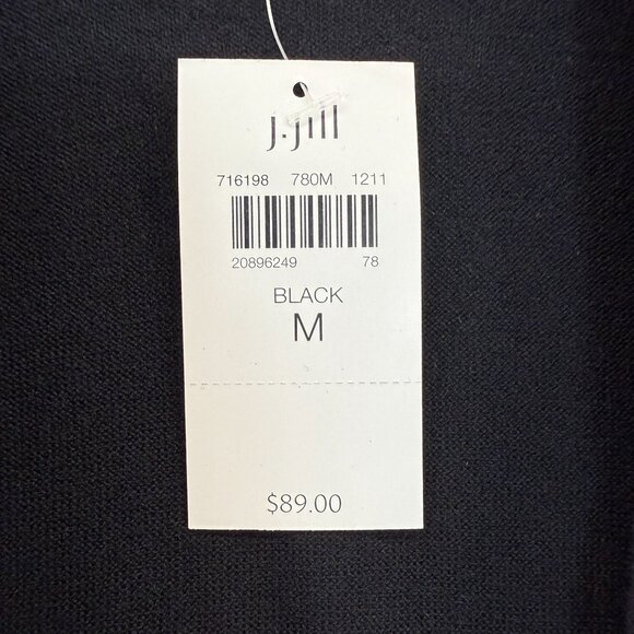 J. Jill Size Medium Black Drape Front Long Sleeve Cardigan Sweater 2 Way NWT - Picture 3 of 15